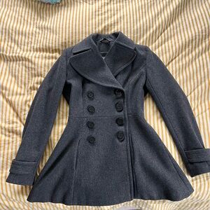 Elegant Gray Double-Breasted Women's Coat